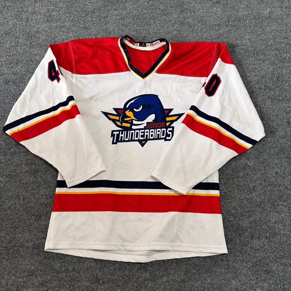 ProSphere Hockey Jersey Mens Size L White Junior Thunderbirds Reed 40 Mesh
